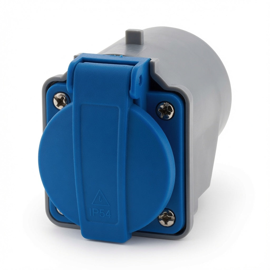 Adaptateur Compact sans Câble 16A Femelle 2P+T vers Mâle CEE17 pour Camping et Nautisme - Bleu