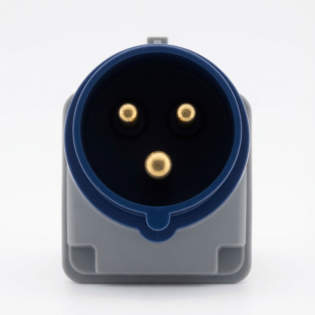 Adaptateur Compact sans Câble 16A Femelle 2P+T vers Mâle CEE17 pour Camping et Nautisme - Bleu