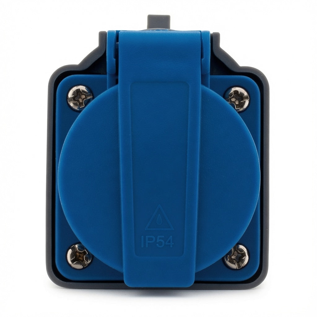 Adaptateur Compact sans Câble 16A Femelle 2P+T vers Mâle CEE17 pour Camping et Nautisme - Bleu
