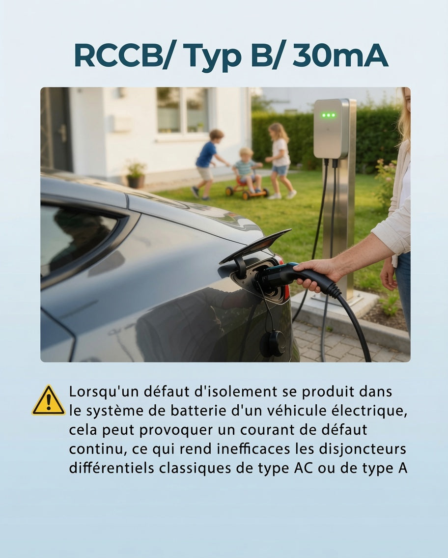 Disjoncteur Différentiel 30mA 63A Type B 230V 1P+N - Conçu pour les Bornes de Recharge de Véhicules Électriques et les Systèmes Photovoltaïques